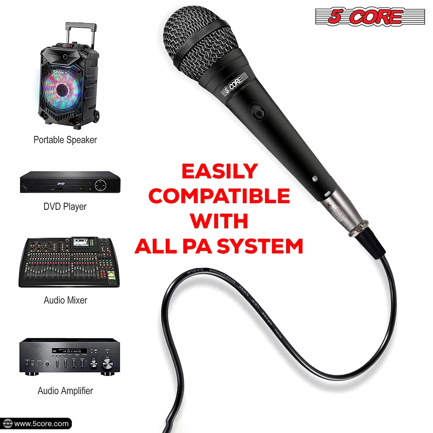 5Core XLR Microphone Dynamic Mic Karaoke Singing Studio Microfono Handheld Mics - TorontoHobbyStore