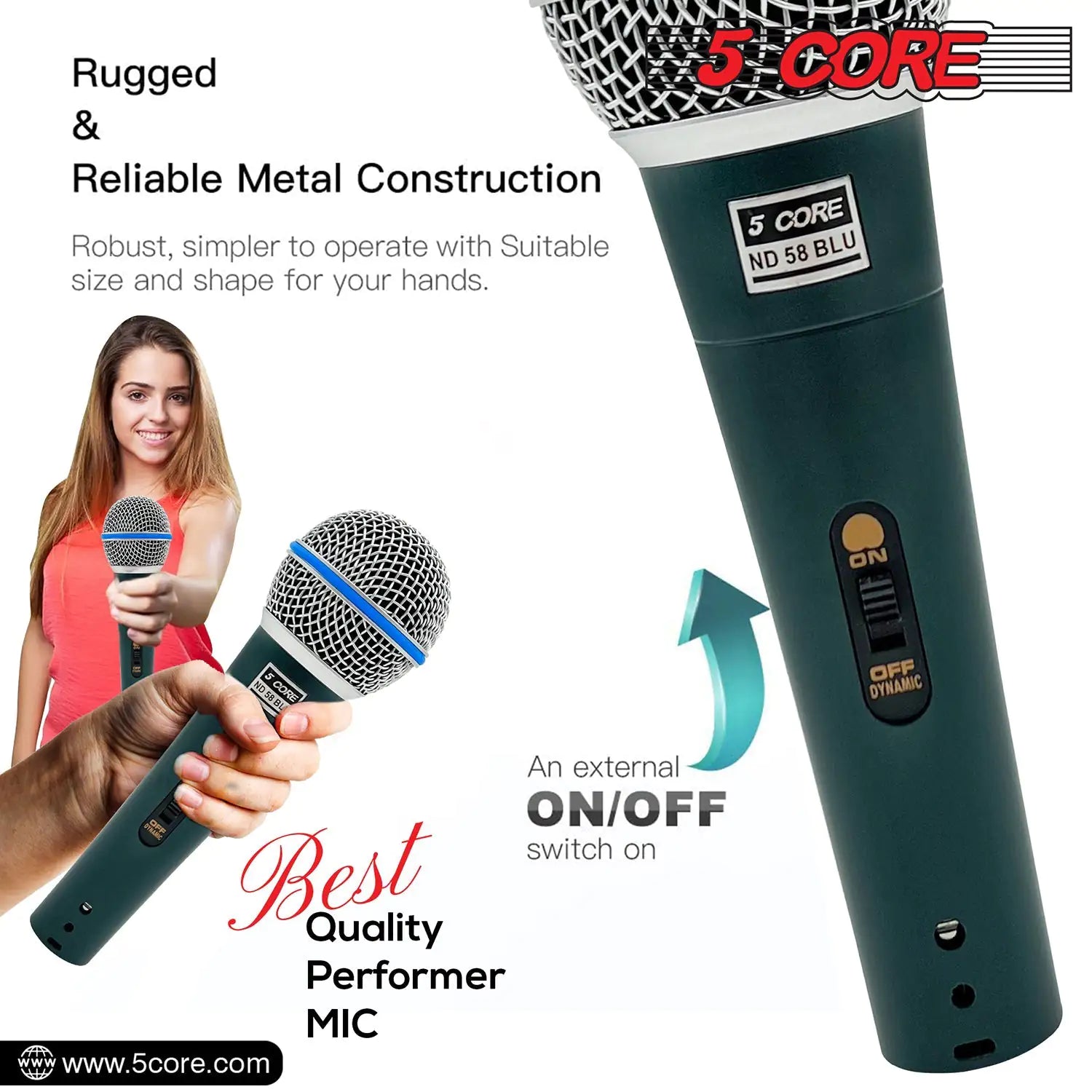 5Core XLR Microphone Dynamic Mic Karaoke Singing Studio Microfono Handheld Mics - TorontoHobbyStore