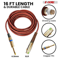 5Core XLR Microphone Dynamic Mic Karaoke Singing Studio Mics Handheld Microfono - TorontoHobbyStore