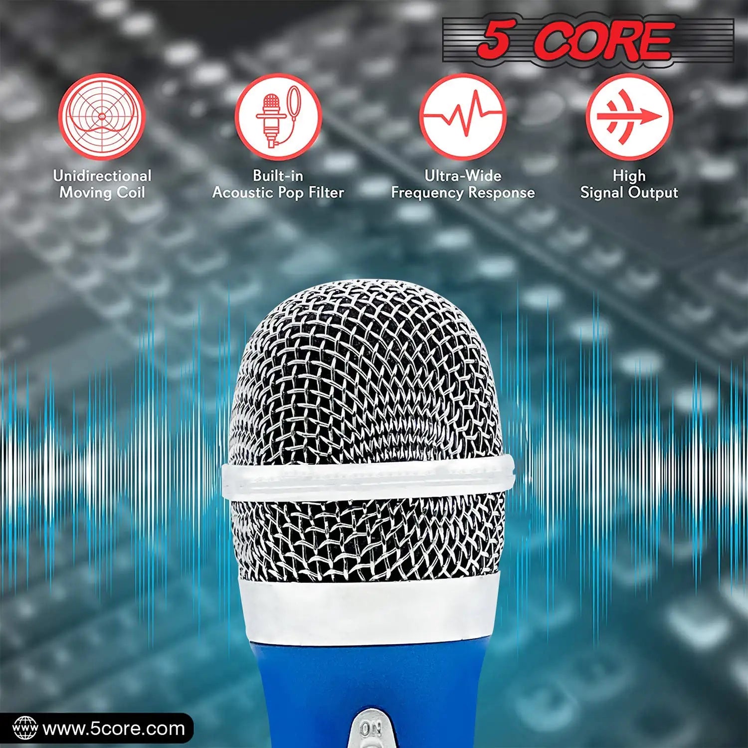 5Core XLR Microphone Dynamic Mic Karaoke Singing Studio Mics Handheld Microfono - TorontoHobbyStore