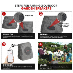 5Core Outdoor Wireless Speakers Bluetooth Rock Waterproof Linkable TWS Garden Speaker - TorontoHobbyStore