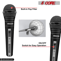 5Core XLR Microphone Dynamic Mic Karaoke Singing Studio Mics Handheld Microfono - TorontoHobbyStore