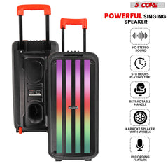5Core Bluetooth Party Speaker 8 inch PA RGB Partybox Karaoke Machine + 2 Wireless Mic - TorontoHobbyStore