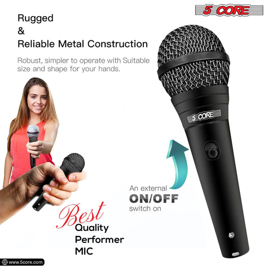 5Core XLR Microphone Dynamic Mic Karaoke Singing Studio Microfono Handheld Mics - TorontoHobbyStore