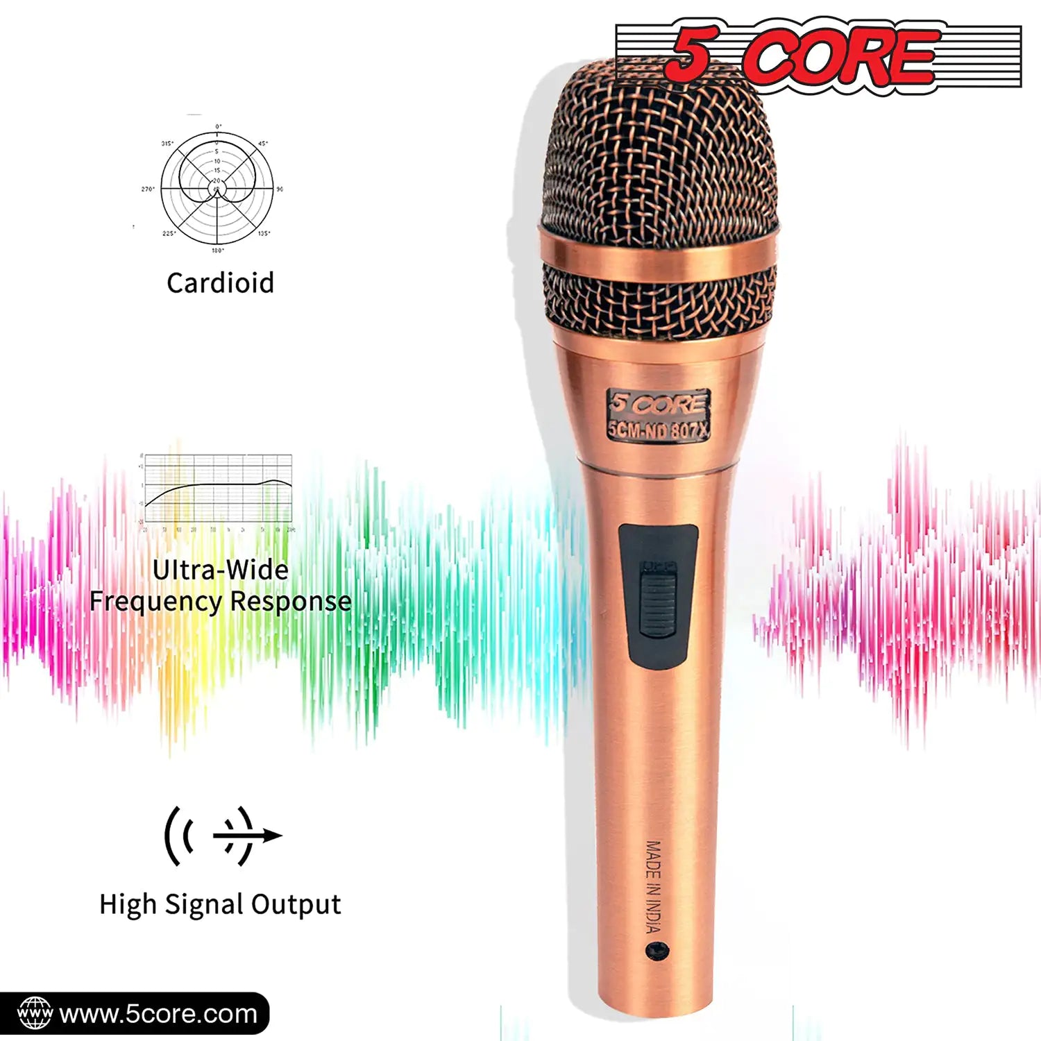 5Core XLR Microphone Dynamic Mic Karaoke Singing Studio Microfono Handheld Mics - TorontoHobbyStore