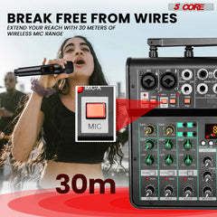 5Core Audio Mixer Sound Board 4 Channel PA DJ Stereo Receiver w Bluetooth USB DJ  PA Karaoke Mixing - TorontoHobbyStore