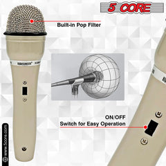 5Core XLR Microphone Dynamic Mic Karaoke Singing Studio Mics Handheld Microfono - TorontoHobbyStore