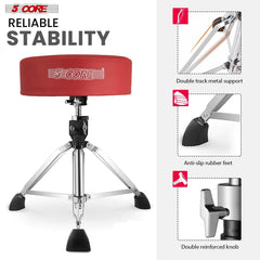 5Core Drum Throne Padded Adjustable Guitar Stool Drummer Seat for Adults & Kids - TorontoHobbyStore