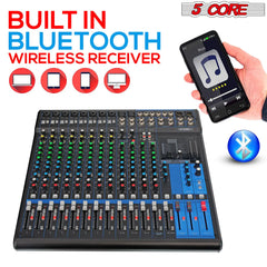 5Core Audio DJ Mixer 16 Channel Sound Board Console w 24 SPX Effect 48V Phantom Powe - TorontoHobbyStore