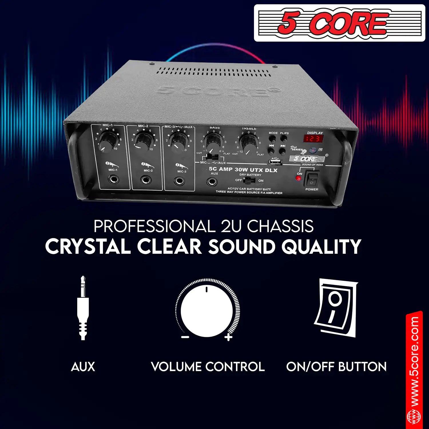 5Core Audio System Combo 30W Amplifier 6.4” Wall Speakers 4 Piece 10W RMS Each Commercial Speaker System for Restaurant Office Cafe Bar - TorontoHobbyStore