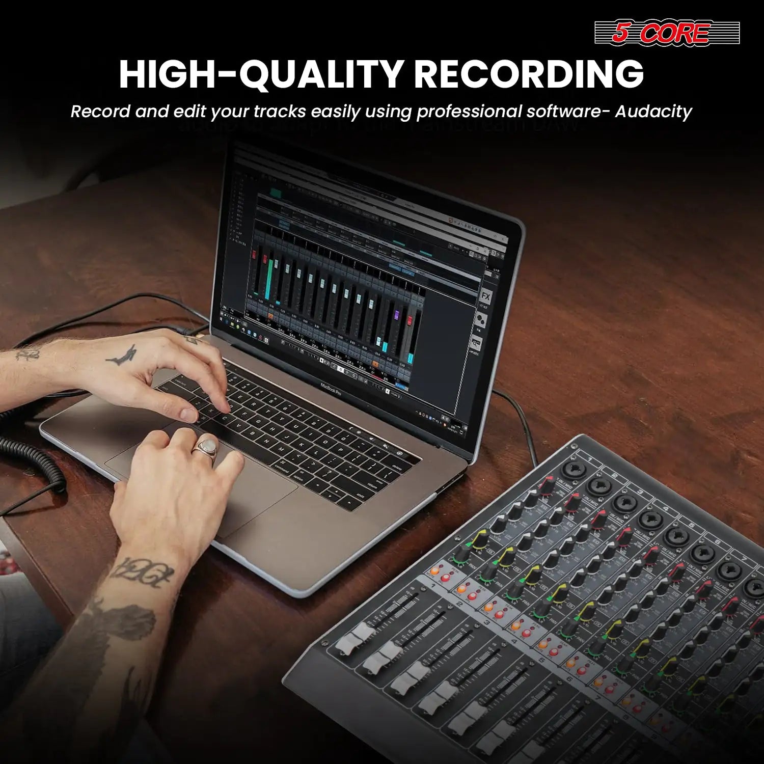 5Core Audio Mixer 16 Channel DJ Mixing Board Bluetooth USB Analog Professional Mezclador De Audio - TorontoHobbyStore