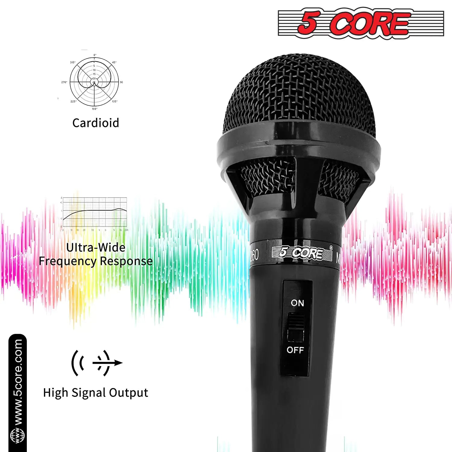 5Core XLR Microphone Dynamic Mic Karaoke Singing Studio Mics Handheld Microfono - TorontoHobbyStore