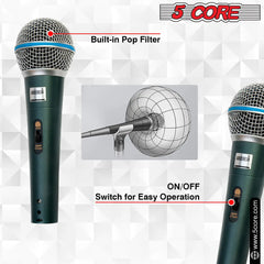 5Core XLR Microphone Dynamic Mic Karaoke Singing Studio Mics Handheld Microfono - TorontoHobbyStore