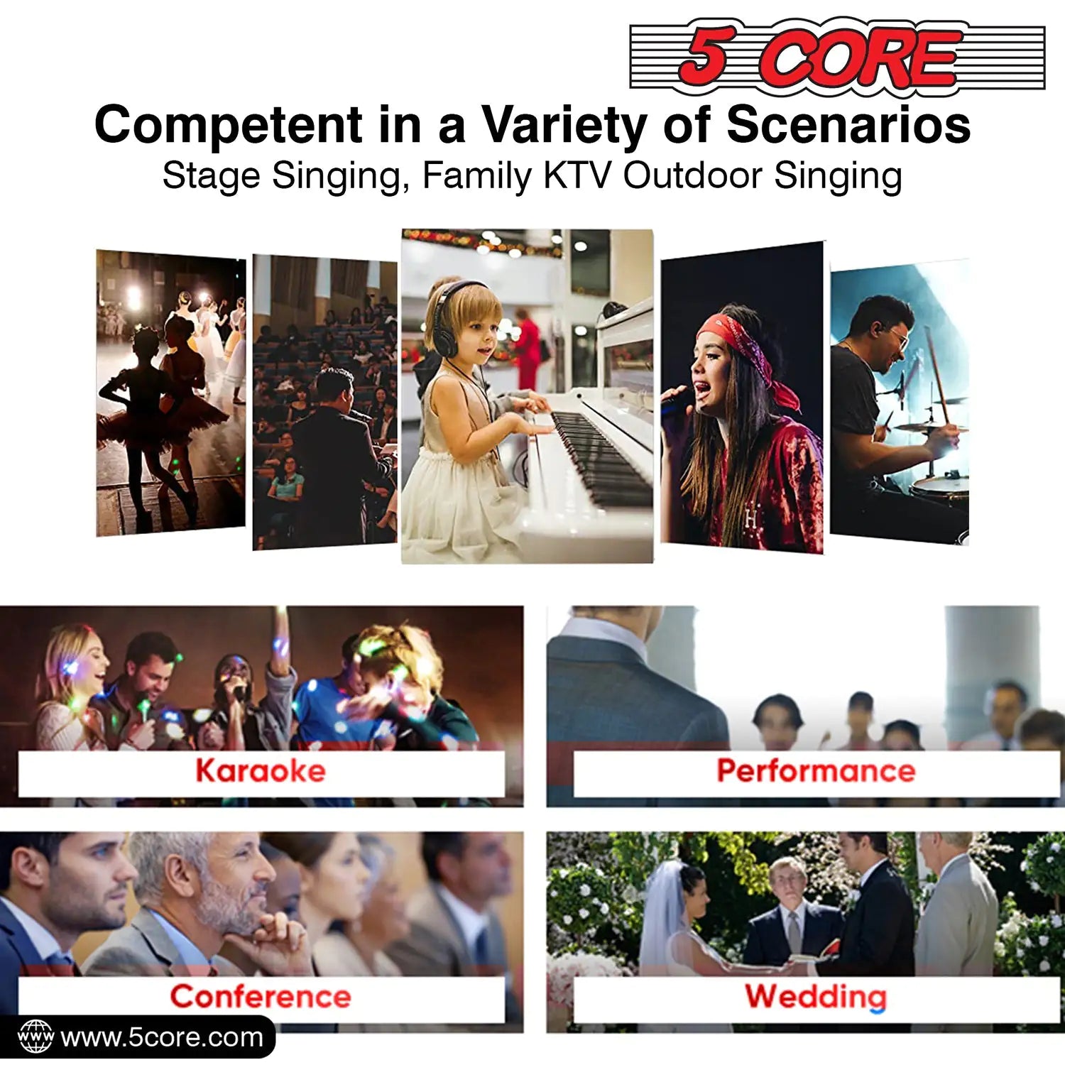 5Core XLR Microphone Dynamic Mic Karaoke Singing Studio Mics Handheld Microfono - TorontoHobbyStore