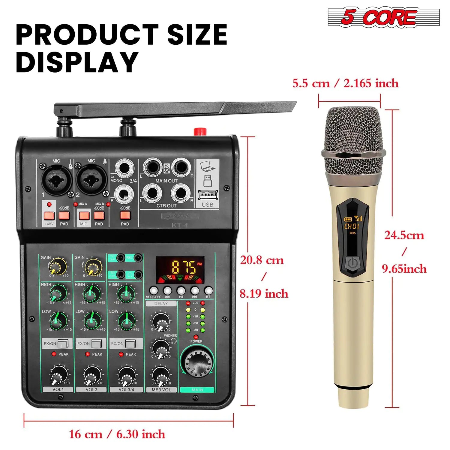 5Core Audio Mixer Sound Board 4 Channel PA DJ Stereo Receiver w Bluetooth USB DJ  PA Karaoke Mixing - TorontoHobbyStore