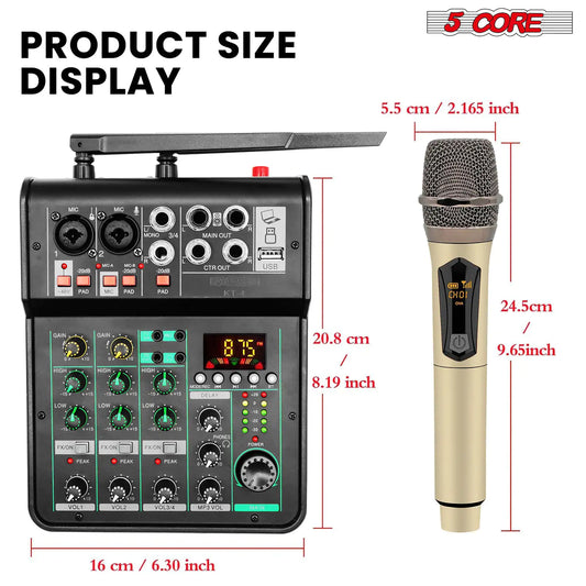 5Core Audio Mixer Sound Board 4 Channel PA DJ Stereo Receiver w Bluetooth USB DJ  PA Karaoke Mixing - TorontoHobbyStore