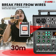 5Core Audio Mixer Sound Board 4 Channel PA DJ Stereo Receiver w Bluetooth USB DJ  PA Karaoke Mixing - TorontoHobbyStore