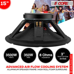 5Core 15 Inch Subwoofer Speaker 3500W Peak 8Ohm Aluminum PA Replacement DJ Sub woofer - TorontoHobbyStore