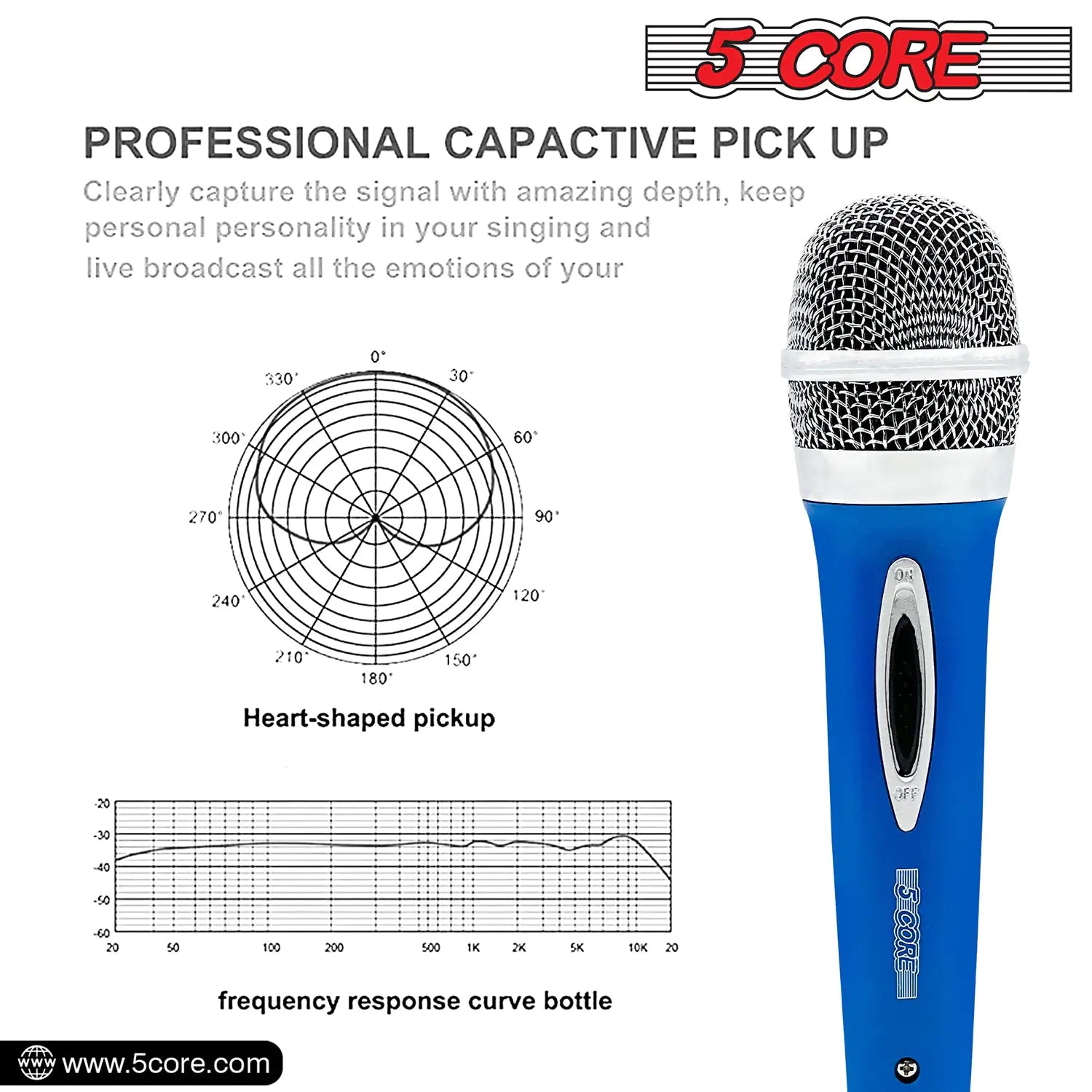 5Core XLR Microphone Dynamic Mic Karaoke Singing Studio Mics Handheld Microfono - TorontoHobbyStore