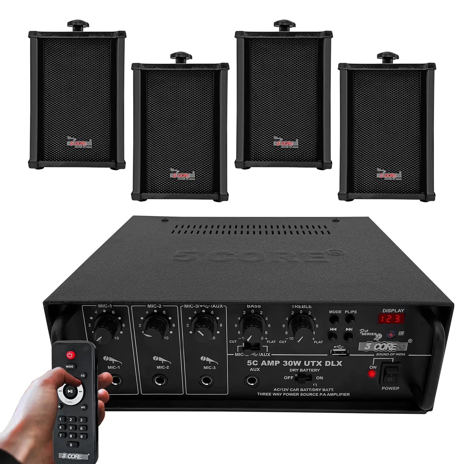 5Core Audio System Combo 30W Amplifier 6.4” Wall Speakers 4 Piece 10W RMS Each Commercial Speaker System for Restaurant Office Cafe Bar - TorontoHobbyStore