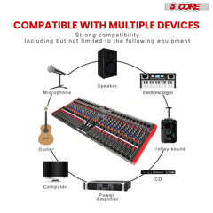 5Core Audio Mixer 24 Channel DJ Mixing Board Bluetooth USB Analog Professional Mezclador De Audio - TorontoHobbyStore