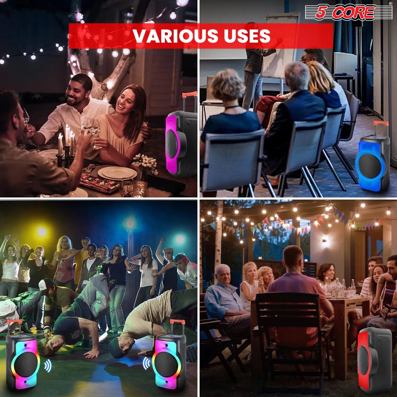 5Core Bluetooth Party Speaker 12 inch PA RGB Partybox Karaoke Machine + 2 Wireless Mic - TorontoHobbyStore