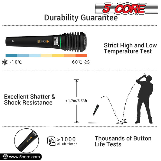 5Core XLR Microphone Dynamic Mic Karaoke Singing Studio Mics Handheld Microfono - TorontoHobbyStore