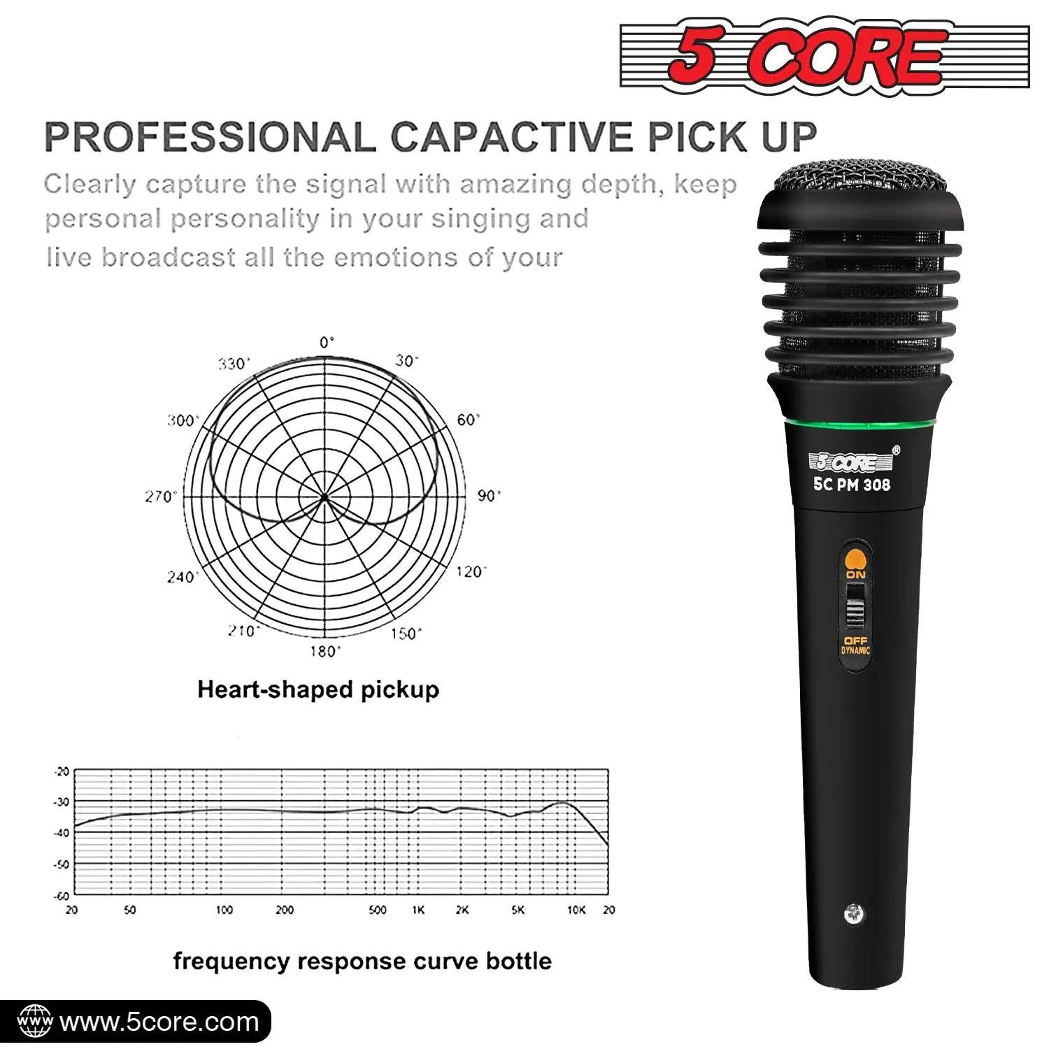 5Core XLR Microphone Dynamic Mic Karaoke Singing Studio Mics Handheld Microfono - TorontoHobbyStore