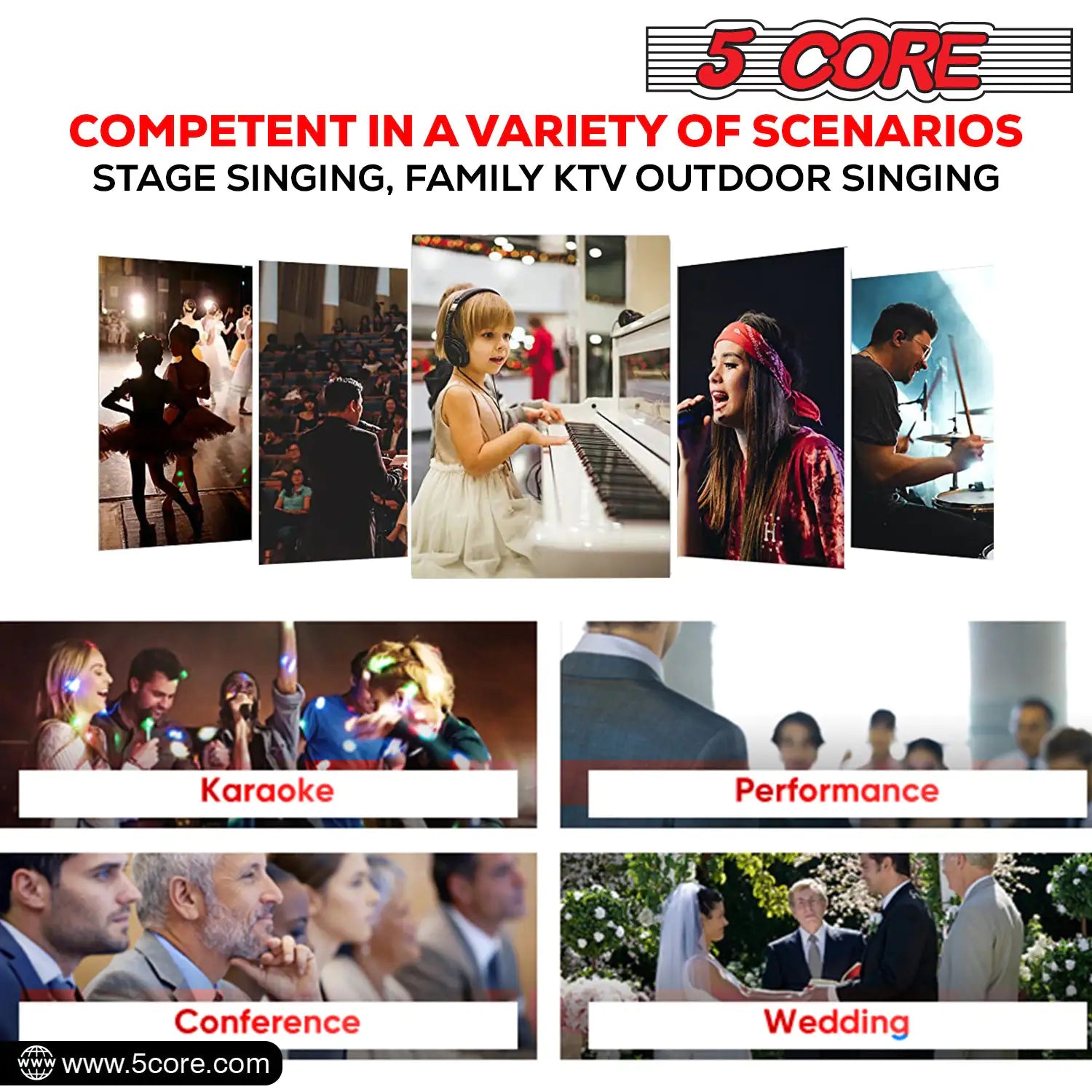 5Core XLR Microphone Dynamic Mic Karaoke Singing Studio Mics Handheld Microfono - TorontoHobbyStore