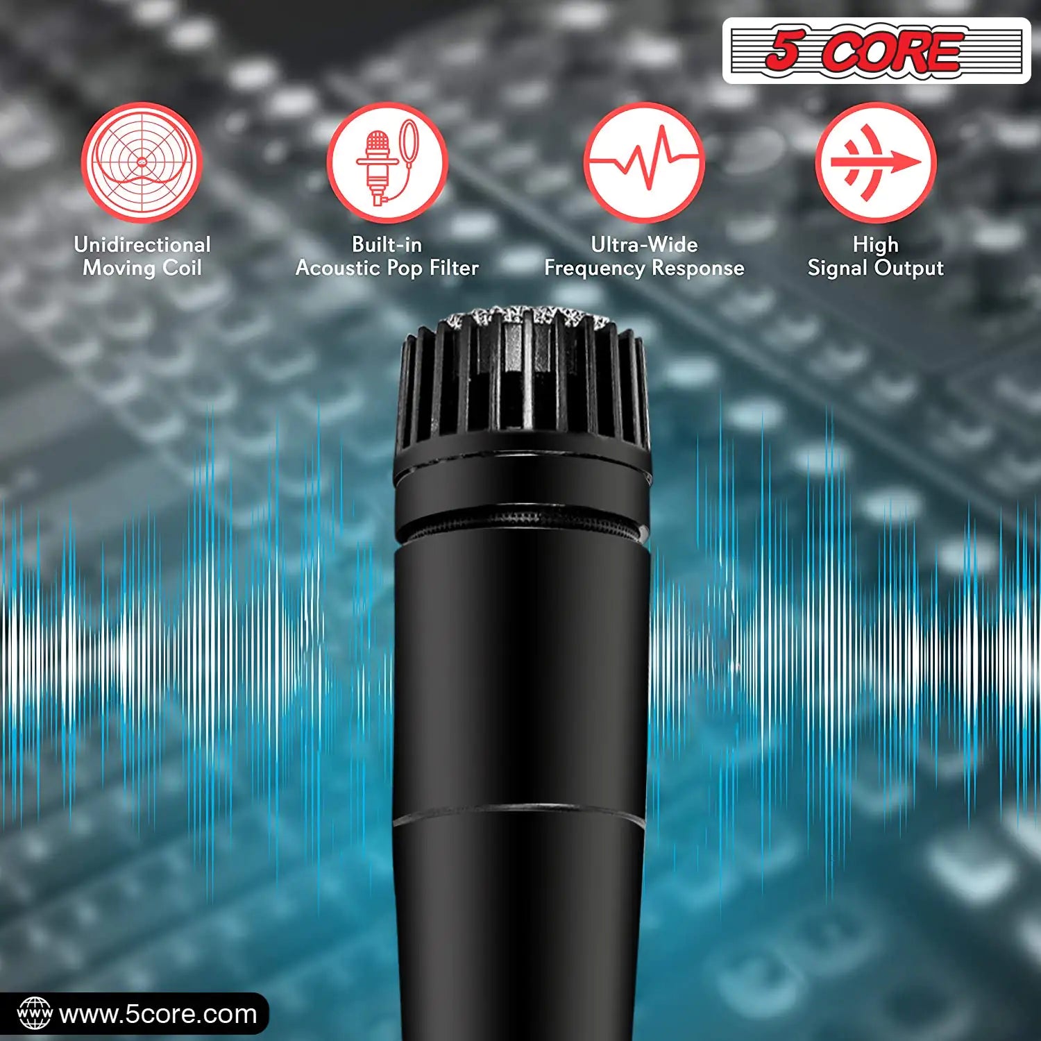 5Core XLR Microphone Dynamic Mic Karaoke Singing Studio Microfono Handheld Mics - TorontoHobbyStore