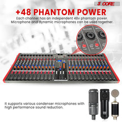 5Core Audio Mixer 24 Channel DJ Mixing Board Bluetooth USB Analog Professional Mezclador De Audio - TorontoHobbyStore