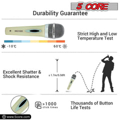 5Core XLR Microphone Dynamic Mic Karaoke Singing Studio Mics Handheld Microfono - TorontoHobbyStore