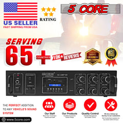 5Core Amplifier Home Audio 65W RMS Stereo Receiver DJ Amp w USB AUX MIC SD Card Input - TorontoHobbyStore