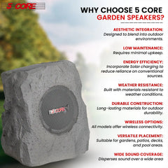 5Core Outdoor Wireless Speakers Bluetooth Rock Waterproof Linkable TWS Garden Speaker - TorontoHobbyStore