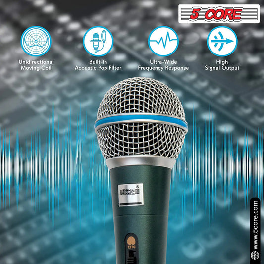 5Core XLR Microphone Dynamic Mic Karaoke Singing Studio Mics Handheld Microfono - TorontoHobbyStore