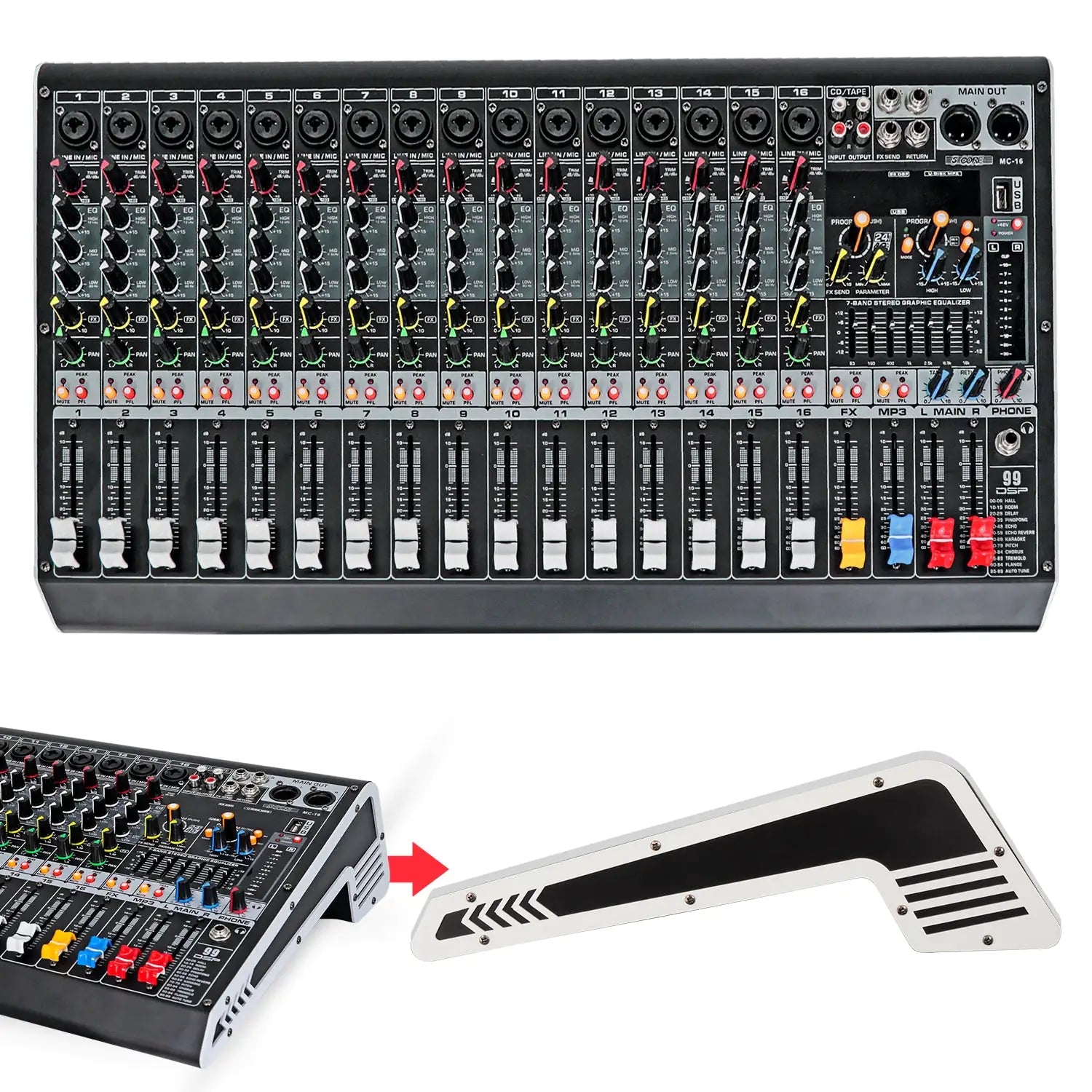 5Core Audio Mixer 16 Channel DJ Mixing Board Bluetooth USB Analog Professional Mezclador De Audio - TorontoHobbyStore