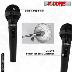 5Core XLR Microphone Dynamic Mic Karaoke Singing Studio Mics Handheld Microfono - TorontoHobbyStore