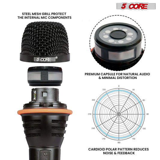 5Core XLR Microphone Dynamic Mic Karaoke Singing Studio Mics Handheld Microfono - TorontoHobbyStore