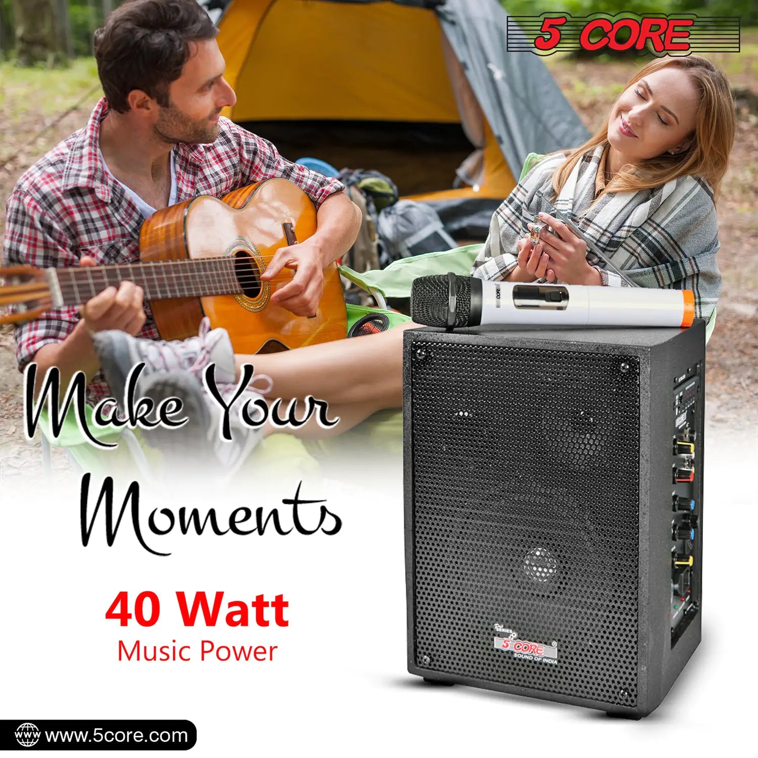 5Core PA Speaker 40W Portable PA System w Wireless Mic Small Rechargeable Public Speaking Machine - TorontoHobbyStore