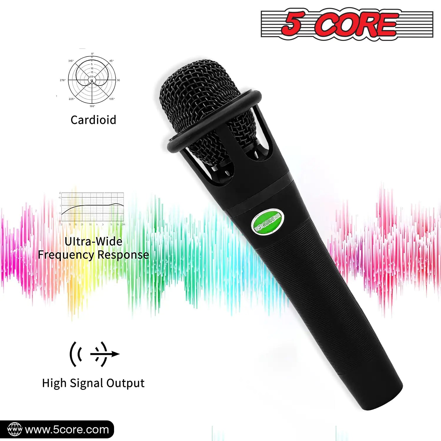 5Core XLR Microphone Dynamic Mic Karaoke Singing Studio Mics Handheld Microfono - TorontoHobbyStore