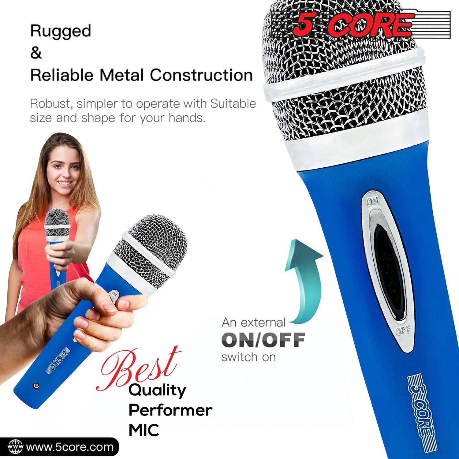 5Core XLR Microphone Dynamic Mic Karaoke Singing Studio Mics Handheld Microfono - TorontoHobbyStore