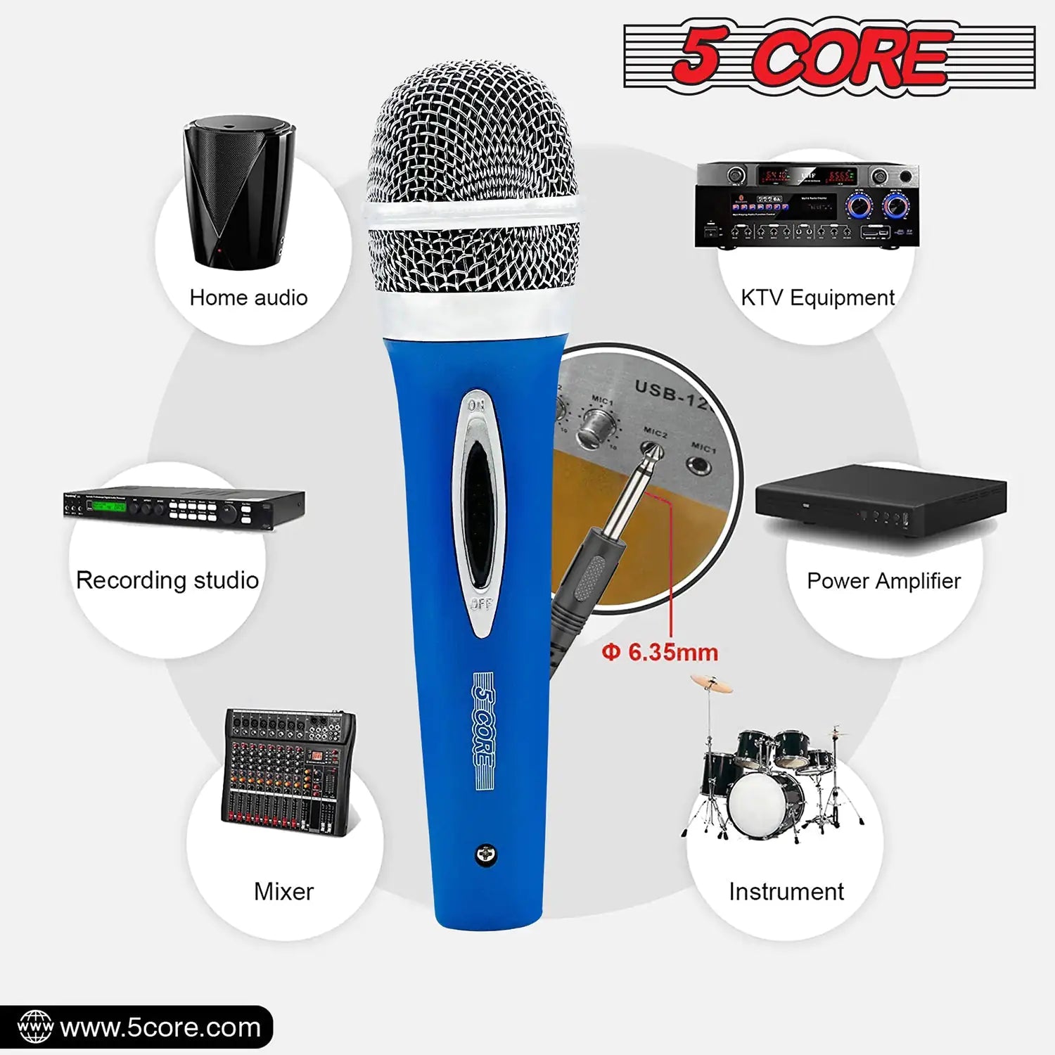 5Core XLR Microphone Dynamic Mic Karaoke Singing Studio Mics Handheld Microfono - TorontoHobbyStore