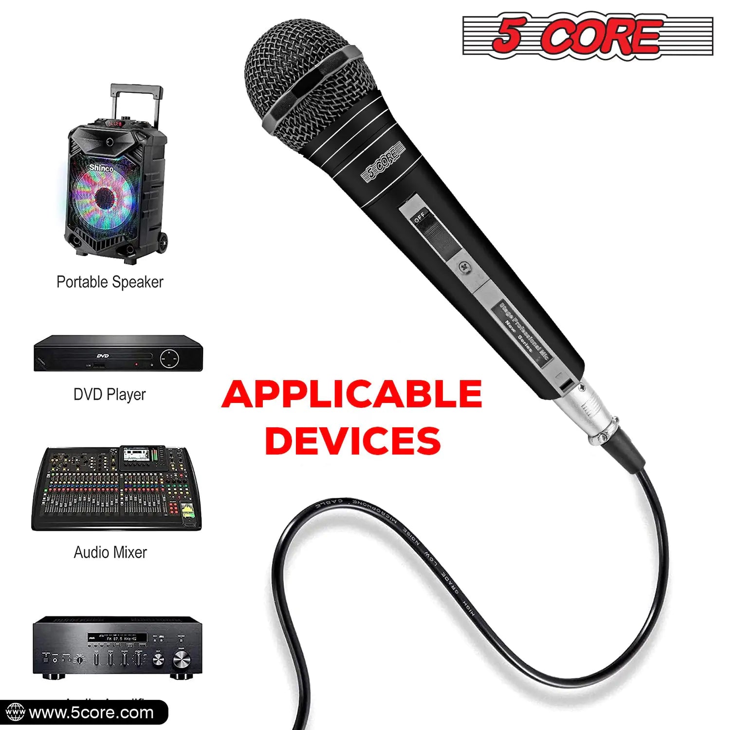 5Core XLR Microphone Dynamic Mic Karaoke Singing Studio Mics Handheld Microfono - TorontoHobbyStore