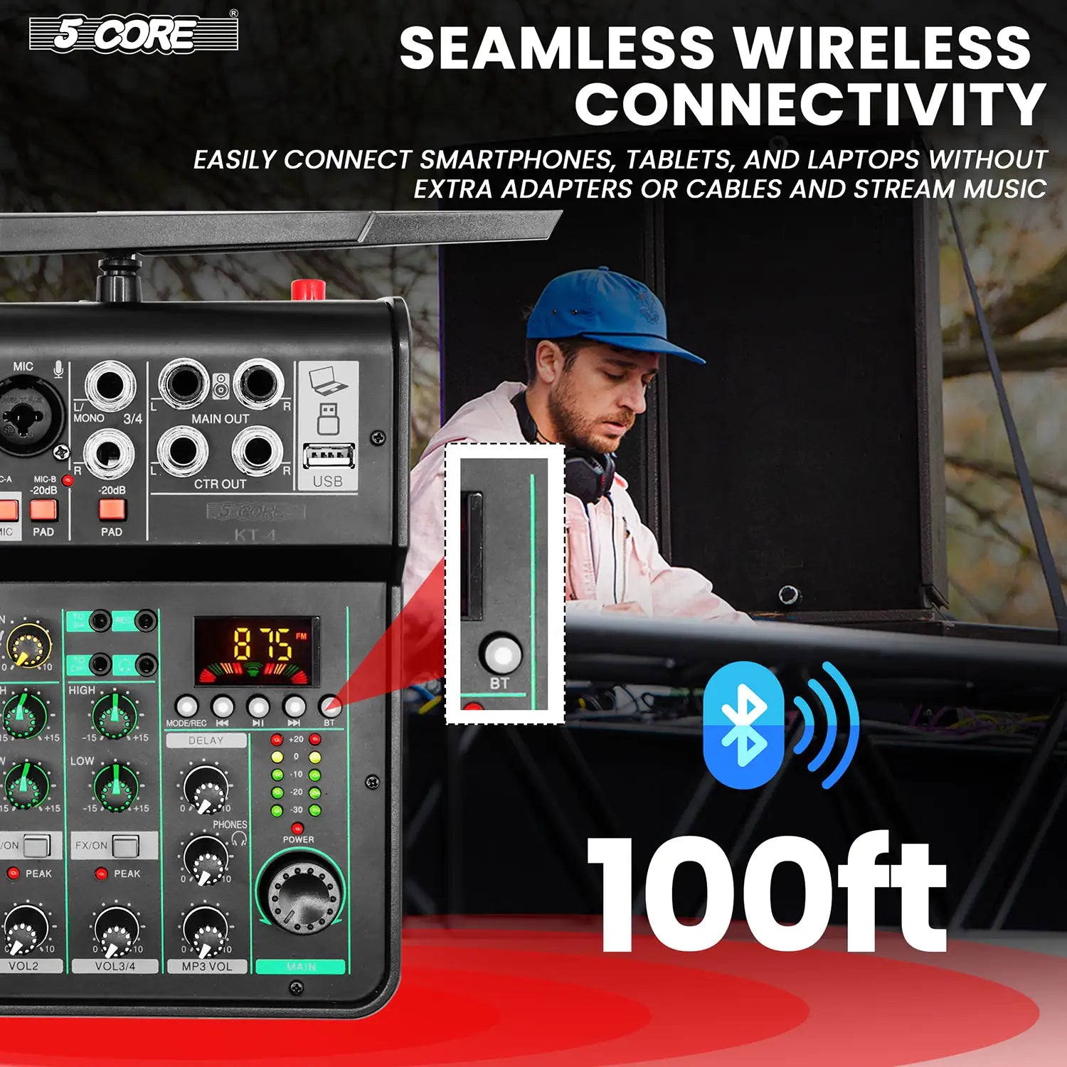 5Core Audio Mixer Sound Board 4 Channel PA DJ Stereo Receiver w Bluetooth USB DJ  PA Karaoke Mixing - TorontoHobbyStore