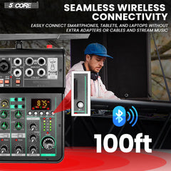 5Core Audio Mixer Sound Board 4 Channel PA DJ Stereo Receiver w Bluetooth USB DJ  PA Karaoke Mixing - TorontoHobbyStore