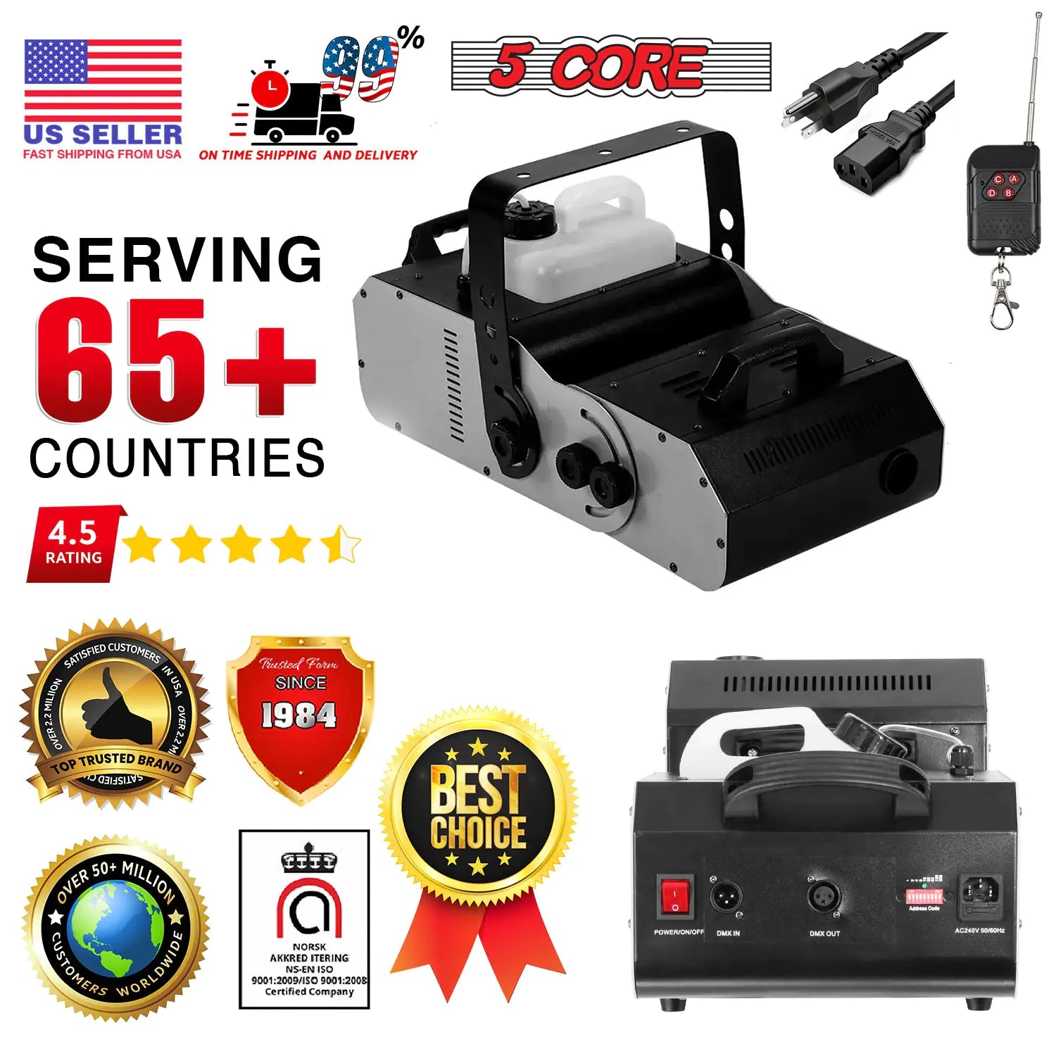 5Core Fog Machine 2500W Smoke Machine 6500CFM Low Lying Portable Fogger Maquina De Humo Para Fiestas - TorontoHobbyStore