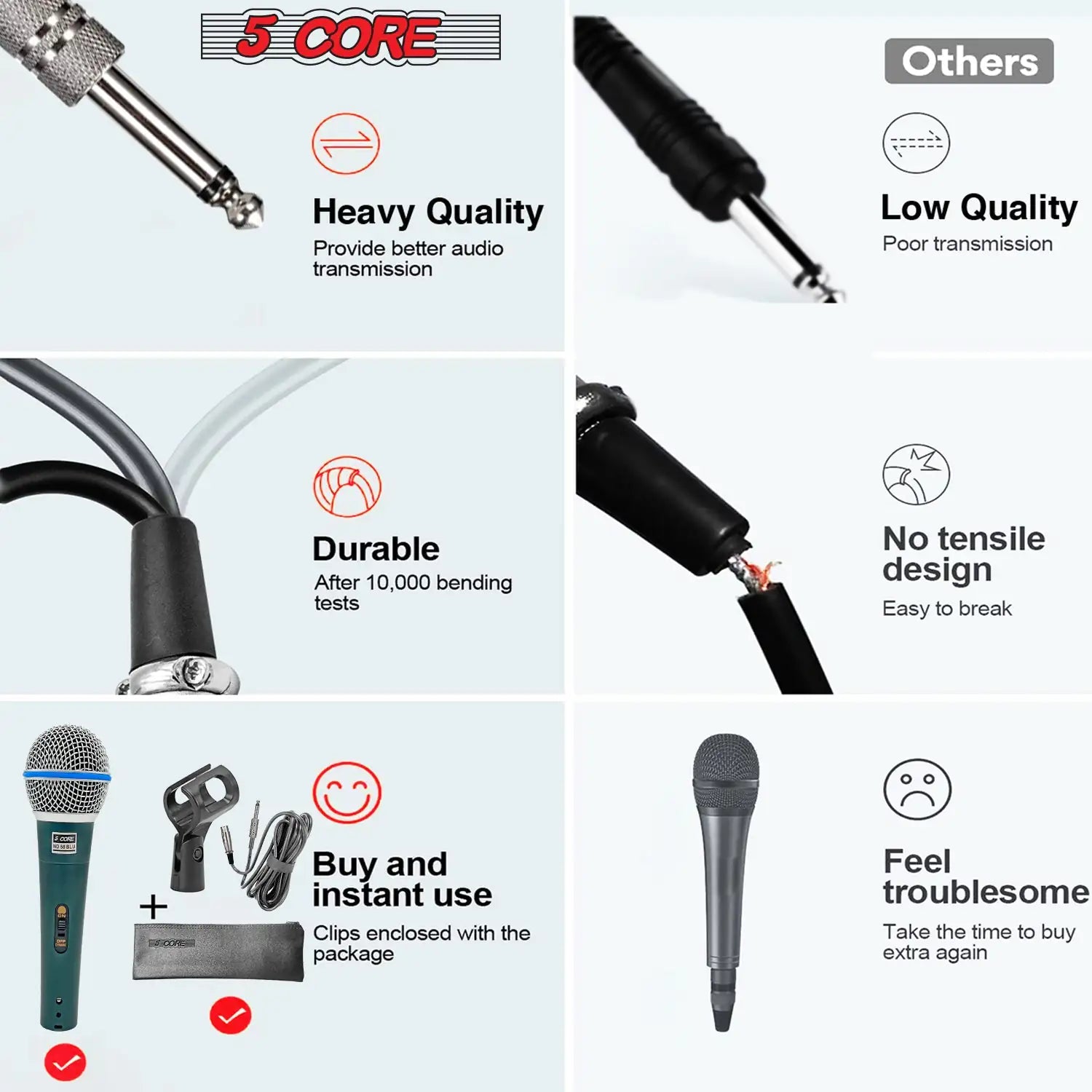 5Core XLR Microphone Dynamic Mic Karaoke Singing Studio Microfono Handheld Mics - TorontoHobbyStore