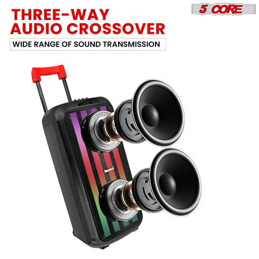 5Core Bluetooth Party Speaker 8 inch PA RGB Partybox Karaoke Machine + 2 Wireless Mic - TorontoHobbyStore