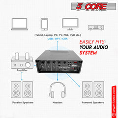 5Core Amplifier Home Audio Stereo Receiver PA Speaker Microphone Surround Sound Amp - TorontoHobbyStore
