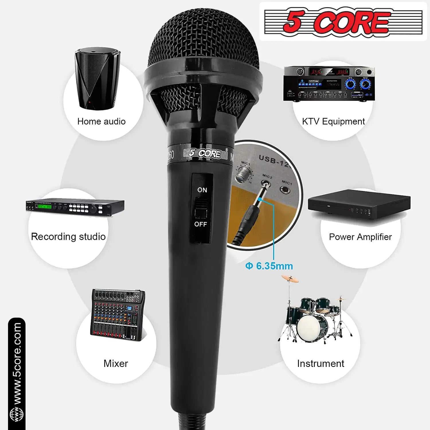 5Core XLR Microphone Dynamic Mic Karaoke Singing Studio Mics Handheld Microfono - TorontoHobbyStore